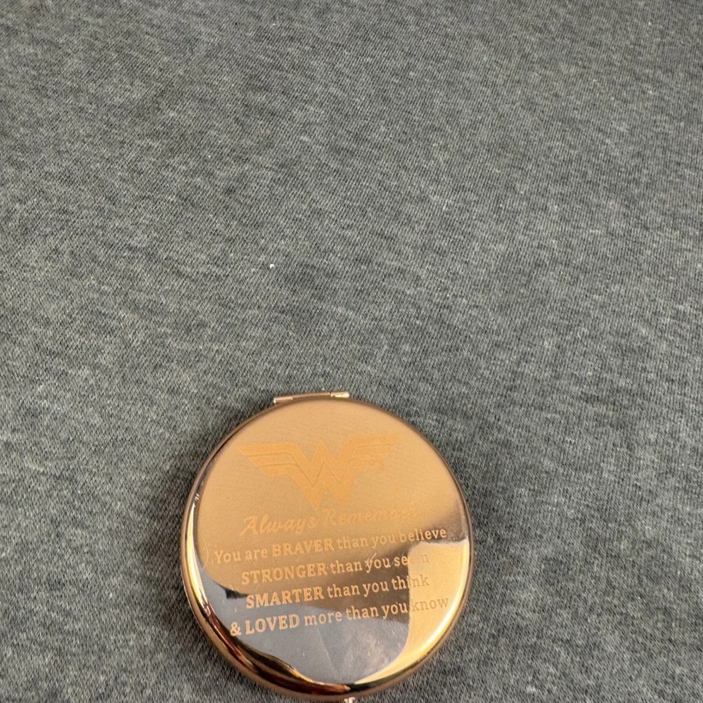 Wonder Woman Rose Gold Compact Mirror Inspirational Quote